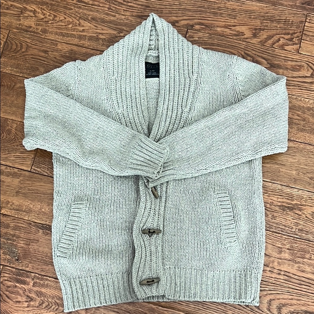 Men's Gray Shawl Collar Sweater